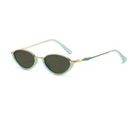 TYUVIVO Modische kleine ovale Damen-Sonnenbrille im Vintage-Stil mit Farbverlauf, UV400-Schutz, Damenbrille für Damen und Herren (Grün-Hellgrau)