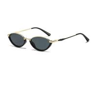 TYUVIVO Modische kleine ovale Damen-Sonnenbrille im Vintage-Stil mit Farbverlauf, UV400-Schutz, Damenbrille für Damen und Herren (Schwarz-Gold-Schwarz)