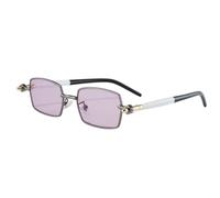 TYUVIVO Modische, kleine rechteckige Luxus-Sonnenbrille für Damen mit Retro-Nieten, UV400 (Gun Purple)