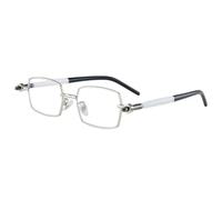 TYUVIVO Modische kleine rechteckige Luxus-Sonnenbrille für Damen mit Retro-Nieten, UV400 (silberklar)