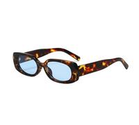 TYUVIVO Modische kleine rechteckige Sonnenbrille für Damen, Retro, Bonbonfarbe, UV400, für Herren (Leopardenblau)