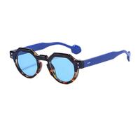 TYUVIVO Modische kleine unregelmäßige Sonnenbrille für Damen, Retro-Rundgläser, UV400, Nieten, Punk-Stil (blau)