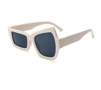 TYUVIVO Modische, lustige Brille mit hochgezogenen Augenbrauen auf einer Seite, unregelmäßige Persönlichkeit, Sonnenbrille, UV400, für Männer und Frauen, Beige, Einheitsgröße