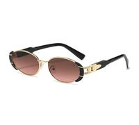 TYUVIVO Modische ovale Sonnenbrille für Herren und Damen, Farbverlauf-Gläser, luxuriöses Metall-Goldscharnier, lässiger, eleganter Stil, Sonnenbrille, UV400, C2, Einheitsgröße