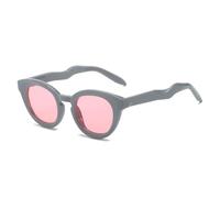 TYUVIVO Modische ovale Sonnenbrille mit klarem Ozean-Verlauf, Damen UV400, Vintage Blau Rosa, Herren (Grau Rosa)