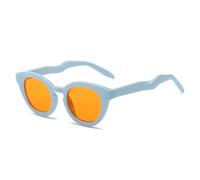 TYUVIVO Modische ovale Sonnenbrille mit klarem Ozean-Verlaufsglas für Damen, UV400, Vintage-Blau-Rosa, Herren (Blau-Orange)