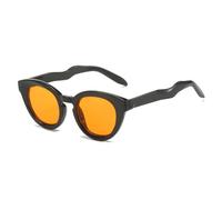 TYUVIVO Modische ovale Sonnenbrille mit klarem Ozean-Verlaufsglas für Damen, UV400, Vintage-Blau-Rosa, Herren (Schwarz-Orange)