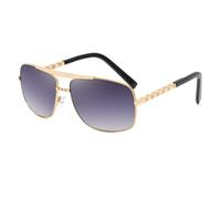 TYUVIVO Modische quadratische Sonnenbrille für Herren, luxuriöser Trend, klassische Punk-Sonnenbrille, Herren-Sonnenbrille, Vintage-Sonnenbrille zum Autofahren, C1 Gold Double Gray, Einheitsgröße