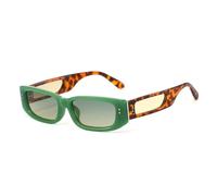 TYUVIVO Modische rechteckige Sonnenbrille für Damen, UV400, Retro-Nieten, Farbverlauf (Grün-Tee)