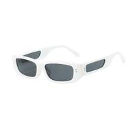 TYUVIVO Modische rechteckige Sonnenbrille für Damen, UV400, Retro-Nieten, Farbverlauf (Weiß-Grau)