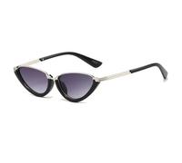 TYUVIVO Modische Retro-Sonnenbrille im Cat-Eye-Stil für Damen, kleiner Rahmen, Farbverlauf, UV-Schutz 400 (Schwarz-Grau)