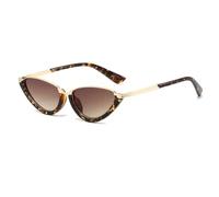 TYUVIVO Modische Retro-Sonnenbrille im Cat-Eye-Stil für Damen, kleiner Rahmen, Farbverlauf, UV400 (Leopardenmuster-Braun).