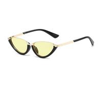 TYUVIVO Modische Retro-Sonnenbrille im Cat-Eye-Stil für Damen, kleiner Rahmen, Farbverlauf, UV400 (Schwarz-Gelb)