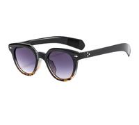 TYUVIVO Modische runde Sonnenbrille für Damen, Retro, luxuriös, oval, Nieten, Punk, Herren, Brille, UV400 (schwarzer Leopard)