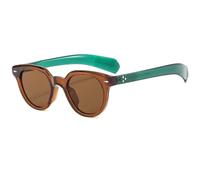TYUVIVO Modische runde Sonnenbrille für Damen, Retro, luxuriös, oval, Nieten, Punk, Herren, Brille, UV400 (Tee)