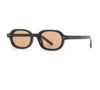 TYUVIVO Modische Sonnenbrille für Damen, beliebte Retro-Nieten, orangefarbene Brille, UV400 (Schwarz-Braun)