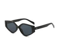 TYUVIVO Polygon Cat Eye Damen-Sonnenbrille, modische Verlaufsgläser, Vintage-Nieten, Herren (Schwarz/Grau)