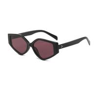 TYUVIVO Polygon Cat Eye Damen-Sonnenbrille, modische Verlaufsgläser, Vintage-Nieten, Herren (Schwarz, Rot, Lila)