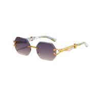 TYUVIVO Randlose goldene achteckige Sonnenbrille im Leopardenmuster für Damen und Herren, luxuriöse Vintage-Sonnenbrille, beliebte Punk-Outdoor-Brille, Marmor klar, Einheitsgröße