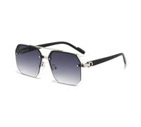 TYUVIVO Randlose rechteckige Sonnenbrille für Damen, modisch, rahmenlos, quadratisch, Damen-Sonnenbrille, klassische Farbverlaufsbrille, UV400, Silbergrau, Einheitsgröße