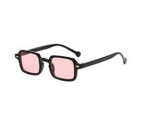 TYUVIVO Rechteckige Sonnenbrille für Damen, oval, Vintage, quadratisch, für Herren, Sonnenbrille, Damen, Brillen, Candy, UV400, Schwarz/Pink, Einheitsgröße