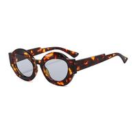 TYUVIVO Retro Einzigartige Doppelfarbene Ovale Sonnenbrille Damen Mode Klarer Farbverlauf UV400 Herren Punk Leopard (Leopard hellgrau)