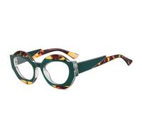 TYUVIVO Retro Einzigartige zweifarbige ovale Sonnenbrille Damenmode Klarer Farbverlauf UV400 Herren Punk Leopard (Leopardengrün klar)