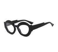 TYUVIVO Retro Einzigartige zweifarbige ovale Sonnenbrille Damenmode Klarer Farbverlauf UV400 Herren Punk Leopard (Schwarz klar)