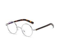 TYUVIVO Retro kleine runde Punk-Sonnenbrille aus Metall für Damen und Herren, UV400 klare Gläser (silberner Leoparden-Look, klar)