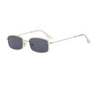 TYUVIVO Retro Kleine Sonnenbrille Damen Herren Metall Mode Brillen Luxus UV400 (Gold Schwarz)
