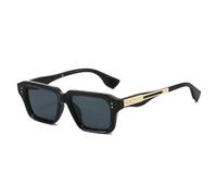 TYUVIVO Retro-Nieten-Sonnenbrille für Herren, modisch, klar, Farbverlauf, UV400, Damen, im Trend (Schwarz/Grau)