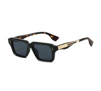 TYUVIVO Retro-Nieten-Sonnenbrille für Herren, modisch, klar, Farbverlauf, UV400, Damen, im Trend (Schwarz-Leoparden-Grau)