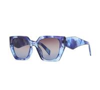 TYUVIVO Retro-Sonnenbrille für Damen im Katzenaugen-Stil mit Farbverlauf, luxuriösem, unregelmäßigem Rahmen, UV400 (blau-weiß-teefarben)