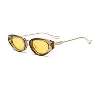 TYUVIVO Retro-Sonnenbrille für Damen, kleine Cat-Eye-Form, modischer Farbverlauf, UV400, Herren (Teegelb)