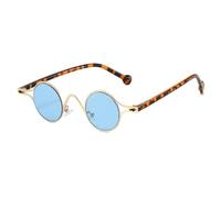 TYUVIVO Retro-Sonnenbrille für Damen, oval, mit Farbverlauf, luxuriös, modisch, kleines Metallgestell mit Nieten, Outdoor-Ausführung (goldblau)