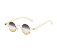 TYUVIVO Retro-Sonnenbrille für Damen, oval, mit Farbverlauf, luxuriös, modisch, kleines Metallgestell, Nieten, Outdoor (goldbeigegelb)