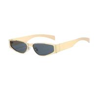 TYUVIVO Retro-Sonnenbrille im Cat-Eye-Stil aus Metall, modisch und trendig für Damen und Herren, blau, UV-Schutz 400 (goldgrau)