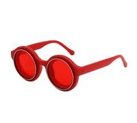 TYUVIVO Runde Steampunk-Sonnenbrille für Herren mit kleinem Rahmen, Luxus-Punk-Brille für Männer, Vintage-Brille, UV400, C6Red, Einheitsgröße