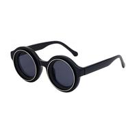 TYUVIVO Runde Steampunk-Sonnenbrille für Herren mit kleinem Rahmen, Luxus-Punk-Brille für Männer, Vintage-Brille, UV400, C1SchwarzGoldGrau, Einheitsgröße