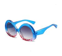 TYUVIVO Sonnenbrille Damen Herren Punk Oval Retro Trendbrille Klare Linse Rahmen UV400 (blau)