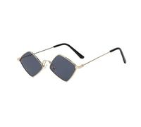 TYUVIVO Sonnenbrille in Rautenform im Retro-Stil, viereckiger Metallrahmen, Sonnenschutz, modische Sonnenbrille mit bunten Gläsern, UV-Schutzfolie, Gold, Schwarz, Grau, Einheitsgröße