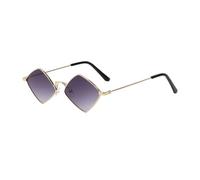 TYUVIVO Sonnenbrille in Rautenform im Retro-Stil, viereckiger Metallrahmen, Sonnenschutz, modische Sonnenbrille mit bunten Gläsern, UV-Schutzfolie, Gold, Grau, Einheitsgröße