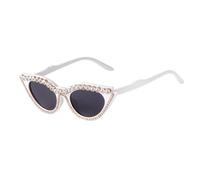 TYUVIVO Trendy Cat-Eye-Sonnenbrille mit Diamanten für Damen, luxuriös, modisch, Strass, weiß, übergroße Sonnenbrille für Damen, C3, Einheitsgröße
