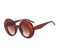 TYUVIVO Übergroße ovale Damen-Sonnenbrille im Retro-Punk-Stil mit Farbverlauf (Brauner Tee-Farbverlauf)