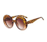 TYUVIVO Übergroße ovale Damen-Sonnenbrille im Retro-Punk-Stil mit Farbverlauf (Leoparden-Tee-Farbverlauf)