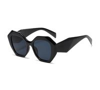 TYUVIVO Übergroße unregelmäßige Sonnenbrille für Damen, luxuriös, einzigartig, polygonal, für Herren, modisch, mit großem Rahmen, C1schwarz, Einheitsgröße