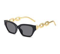 TYUVIVO Vintage Cat Eye Sonnenbrille Damen Trend Fashion Kleine Metallkette Sonnenbrille Elegante Brille Fashion Black Shades,BK,grau,Einheitsgröße