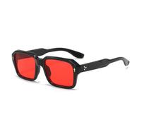 TYUVIVO Vintage Damen Punk Nieten Sonnenbrille Modische klare Ozean-Verlaufsgläser UV400 Herren (Schwarz rot)