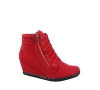 TZ 56 Damen High Top Sneakers Mode Klassische Schnürung Bequeme Wanderschuhe, Rot/Ausflug, einfarbig (Getaway Solids), 38 EU