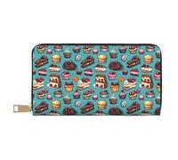 TZTTZT Afternoon Tea Cake Print Wallet Women Leather Bifold Multi Card Wallet Long Purse Women Wallets